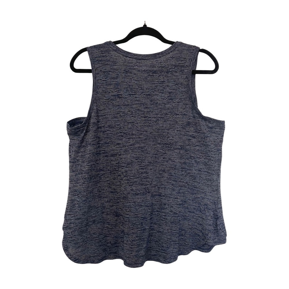 Athleta Heathered Blue Grey Striped Scoop Neck Tank Size XL - Picture 3 of 10